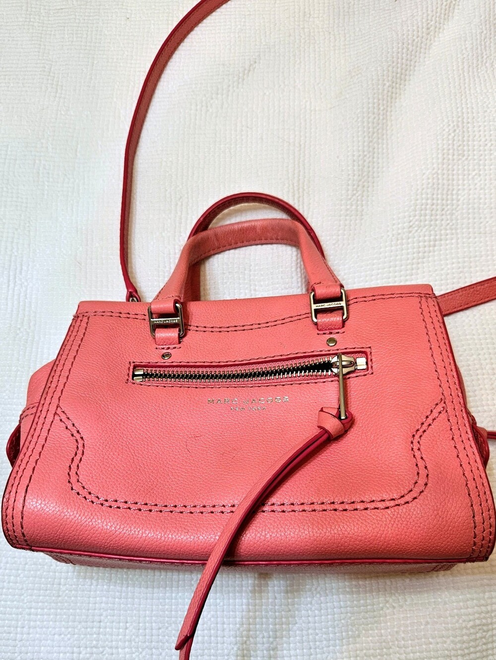 Marc Jacobs Mini Cruiser Pink Pebbled Leather Crossbody Satchel VGC